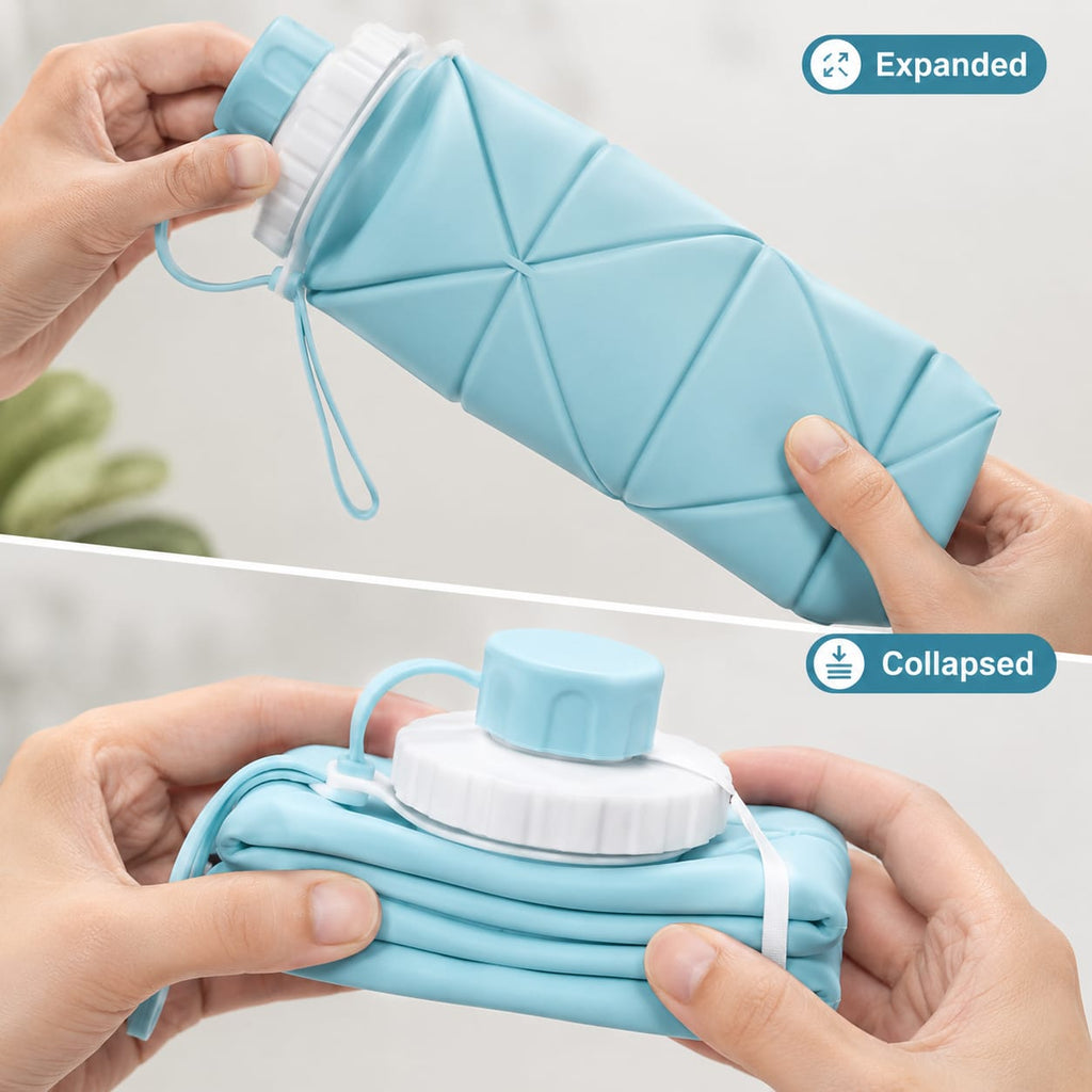 600ml Collapsible Silicone Water Bottle For Travel Sports Gym  Office (1 Pc)