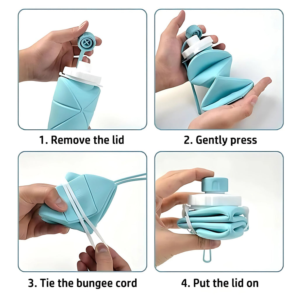 600ml Collapsible Silicone Water Bottle For Travel Sports Gym  Office (1 Pc)