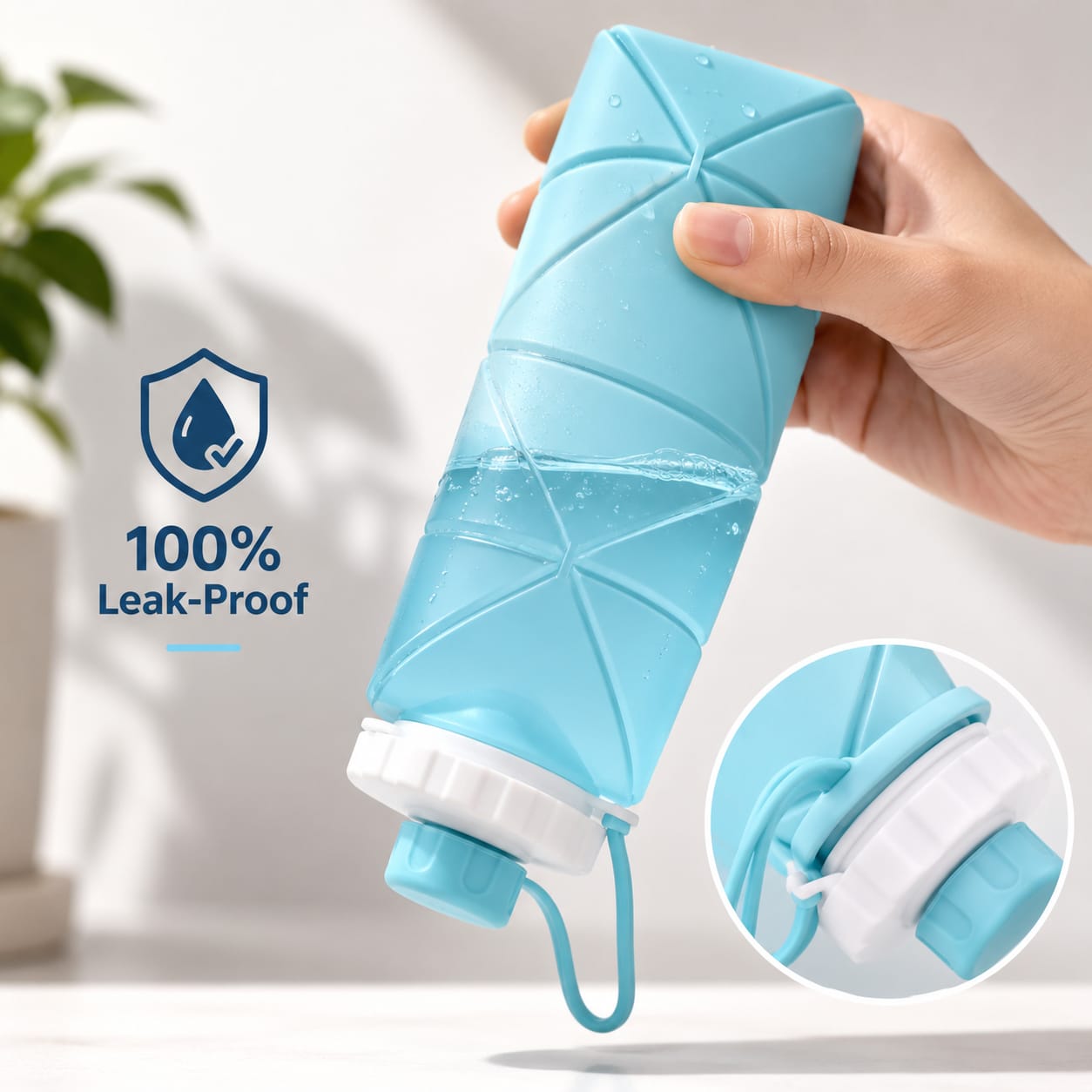 600ml Collapsible Silicone Water Bottle For Travel Sports Gym  Office (1 Pc)
